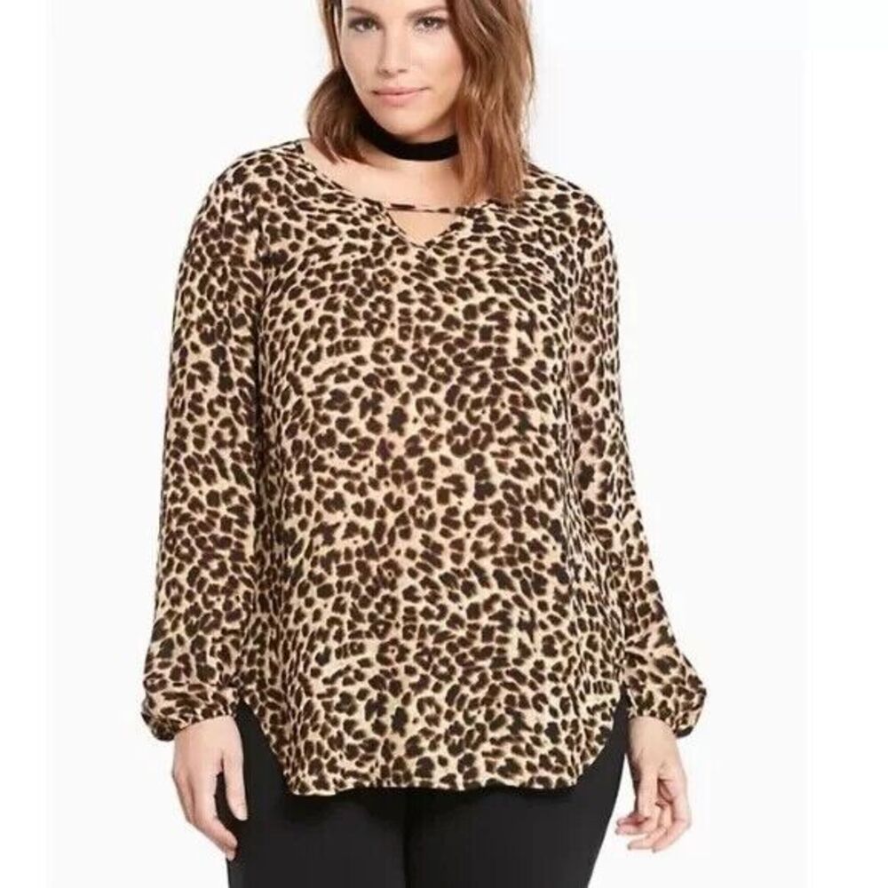 Torrid Cheetah‎ Print Tunic Top Balloon Sleeve Polyester Lightweight Size 1X